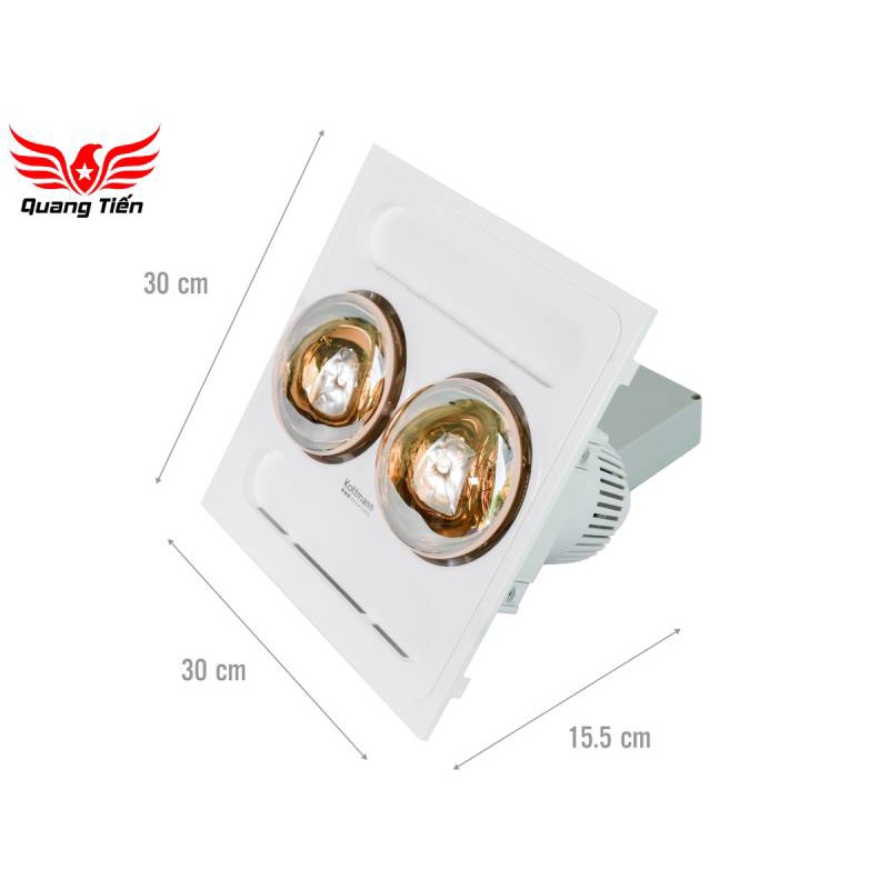 Đèn sưởi 2 bóng Kottmann âm trần K9R (có điều khiển từ xa)