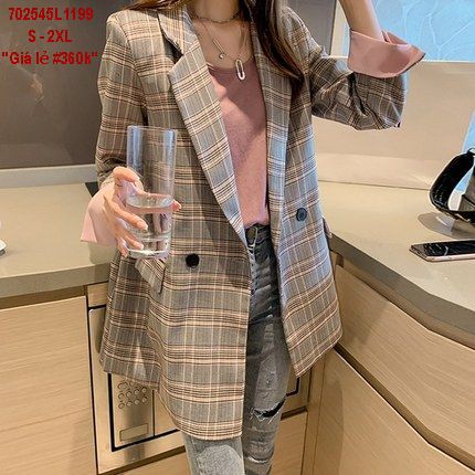 🌈🌈Áo khoác Blazer kẻ nhẹ nhàng, trẻ trung nàng mặc mùa nào cũng xinh.  ❌Size S đến 2XL  Giá lẻ #360k🔸