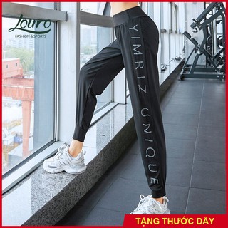 Quần joker nữ Louro QL101, loại quần tập gym nữ dáng jogger mới, kiểu dáng ống rộng chữ dọc cực đẹp