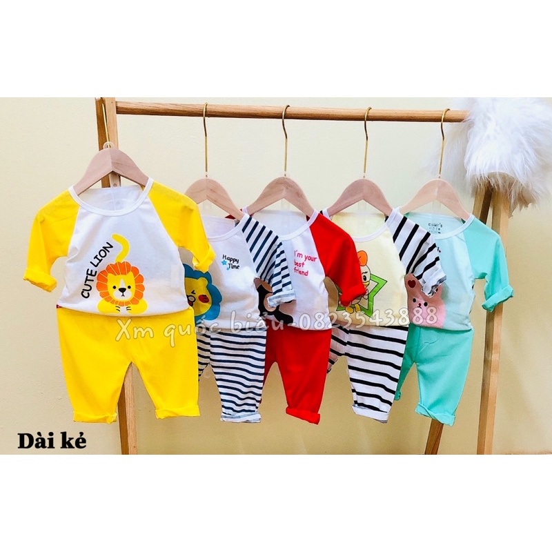 Bộ dài tay bé trai/ bé gái , combo 5 bộ 100% côtton size 3-14kg