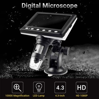 Digital Microscope 4.3-inch 1000X Magnification LCD Microscope Portable Microscope Video Camera Microscope with 8 Adjustable LED Light 4.3
