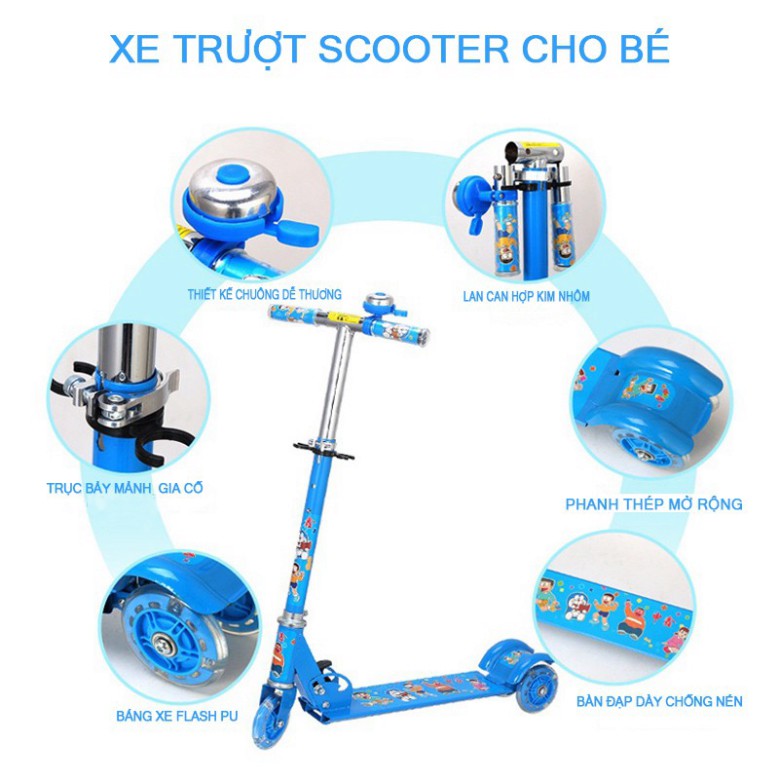 XE TRƯỢT SCOOTER CÓ 3 BÁNH PHÁT SÁNG LOẠI CÓ LÒ XO DÀNH CHO TRẺ EM