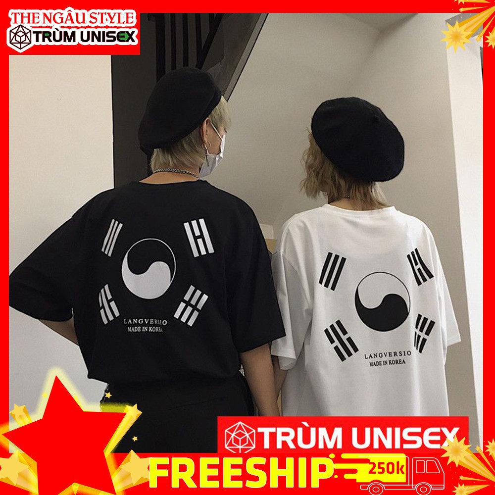 Áo Thun Unisex Áo Phông Áo cooton Nam nữ Bát Quái Âm Dương Hàn Quốc màu đen The Ngầu Style TNS77 PhillipStore