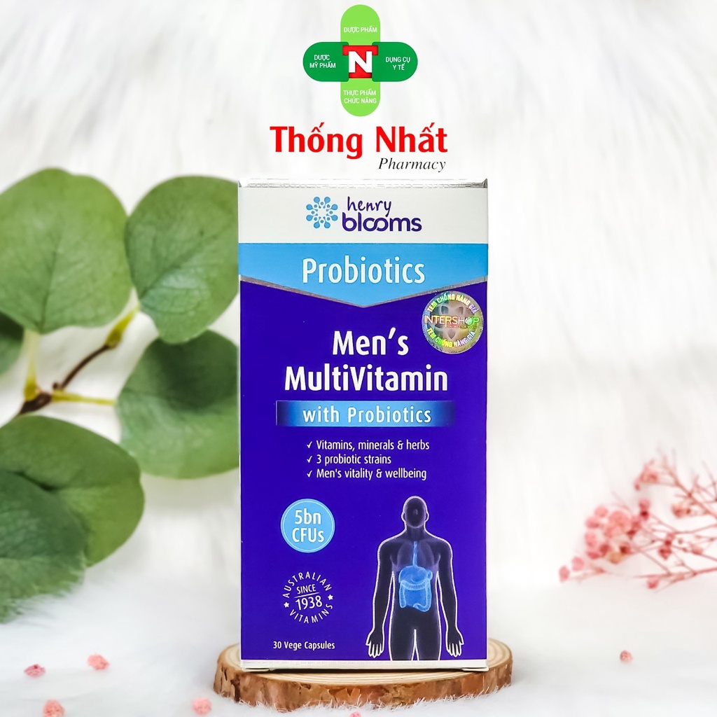 Viên uống bổ sung Vitamin khoáng chất cho nam Henry Blooms Men's Multivitamin With Probiotics hộp 30 viên Intershop