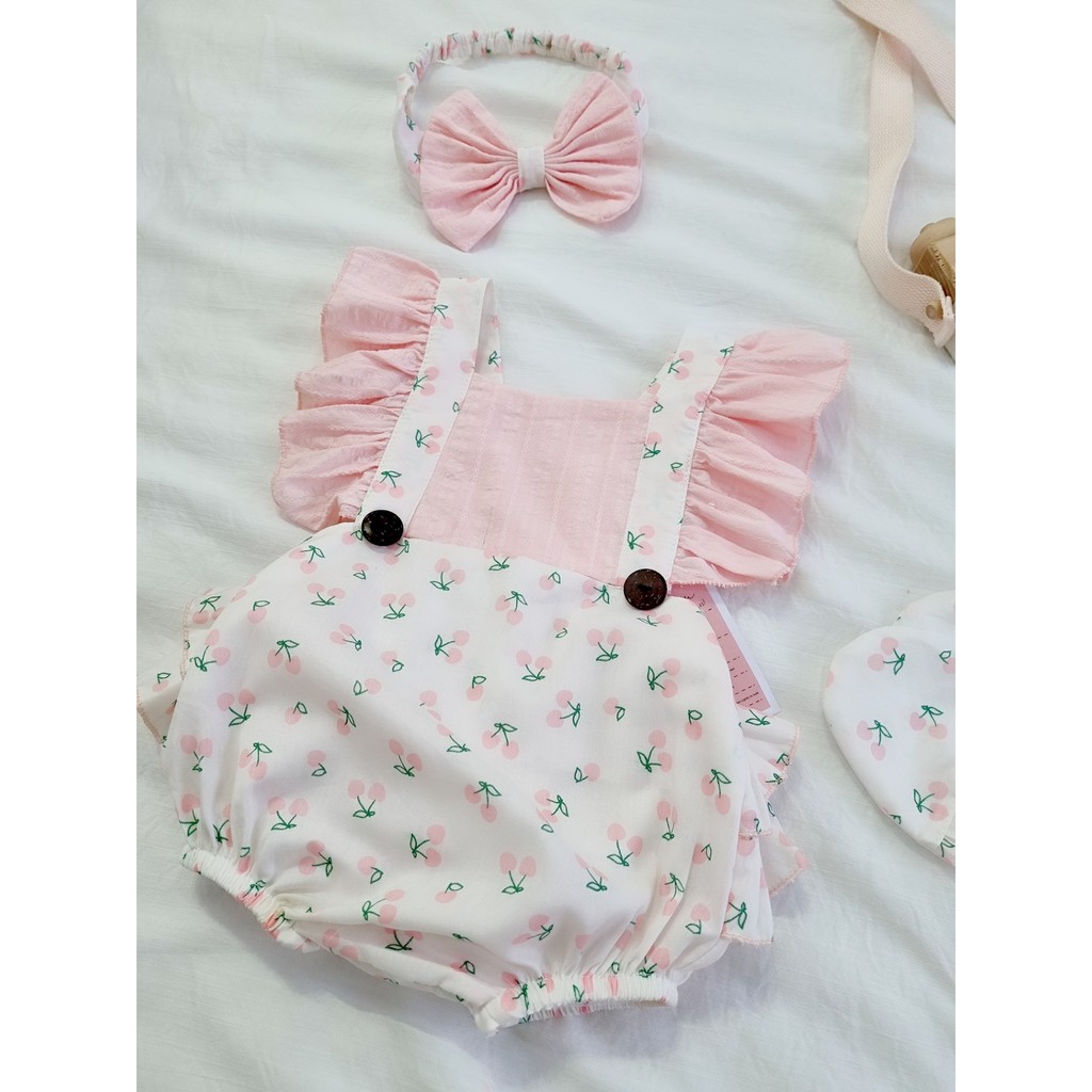 Bodysuit cho bé cherry hồng