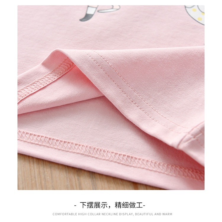 Áo Thun Tay Ngắn In Họa Tiết Hoạt Hình Màu Tương Phản Thời Trang Mùa Hè Cho Bé Gái