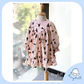 [Váy đầm thiết kế cho bé gái] Emily Dress  vải thô Hàn Quốc,họa tiết én hồng