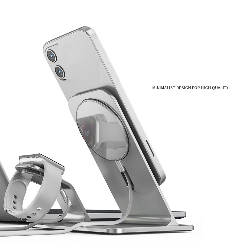 Đế sạc không dây cho iphone 13 12 và Apple Watch P33 P39 P32 hợp kim nhôm để cài sạc từ tính không dây