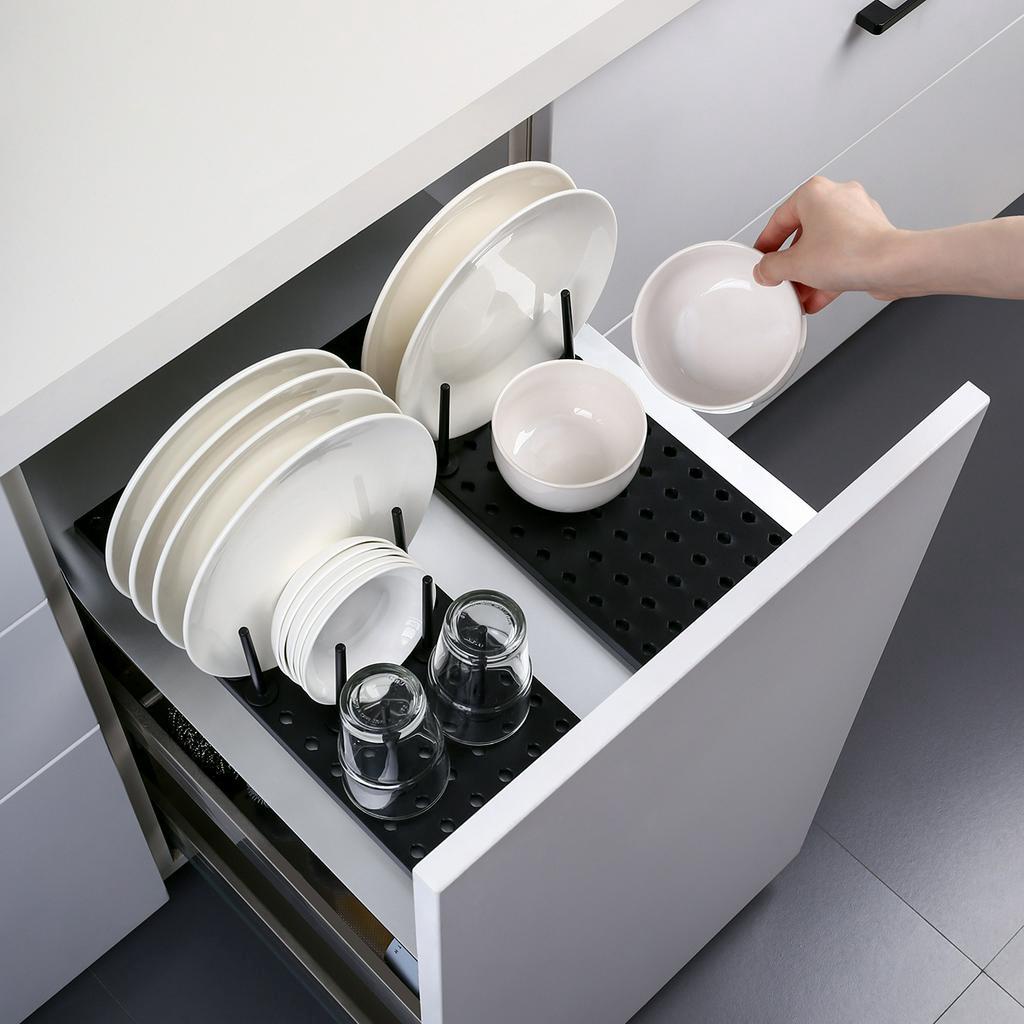 Khay đựng chén dĩa JUJIAJIA chia ngăn tiện dụng cho nhà bếp