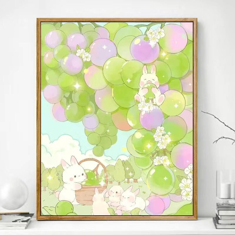 Bộ tranh sơn dầu Hamlet hình thỏ tulip tô màu theo số đơn giản cỡ 30 * 40/40 * 50cm