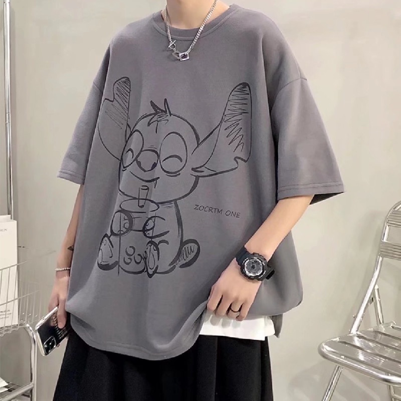 Áo Thun Tay Ngắn Dáng Rộng In Họa Tiết Hoạt Hình Phong Cách Hàn Quốc Thời Trang Mùa Hè Cho Nam Và Nữ
