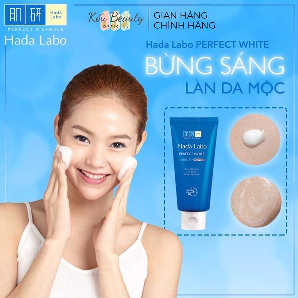 Kem rửa mặt dưỡng trắng Hada Labo Perfect White Cleanser 80g