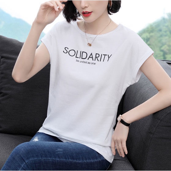 Áo thun tay ngắn dáng rộng thời trang mùa hè cho phụ nữ trung niên