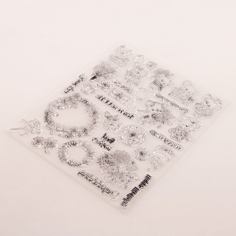 Con Dấu Silicon Trong Suốt Hình Gấu Và Hoa Dùng Trang Trí Scrapbook