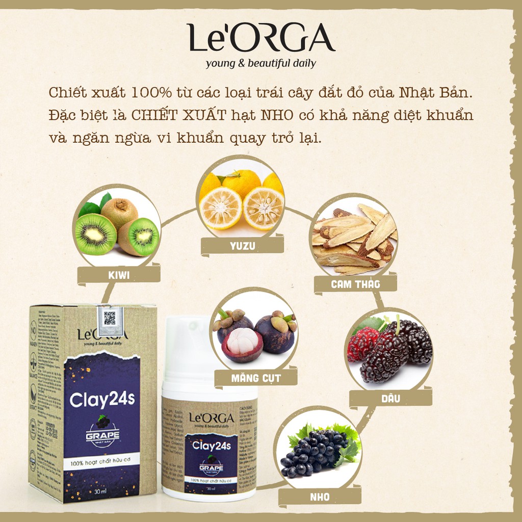 Mặt Nạ Đất Sét Le'Orga - Clay24s Mặt nạ Thải Độc Cho Da Mụn Da Dầu Da Hỗn Hợp Làm Sạch Bụi Bẩn, Dưỡng Ẩm, Chống Lão Hóa | BigBuy360 - bigbuy360.vn
