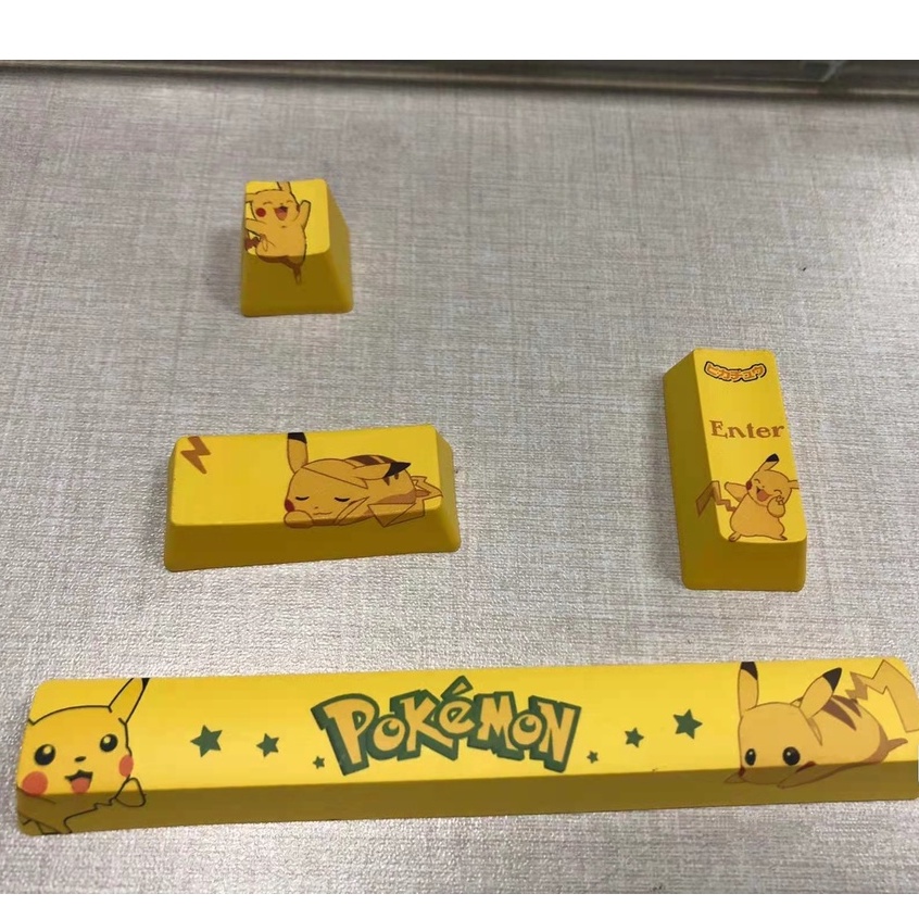 Bộ 4 Nút Bàn Phím Cơ PBT Hình Pikachu Dễ Thương
