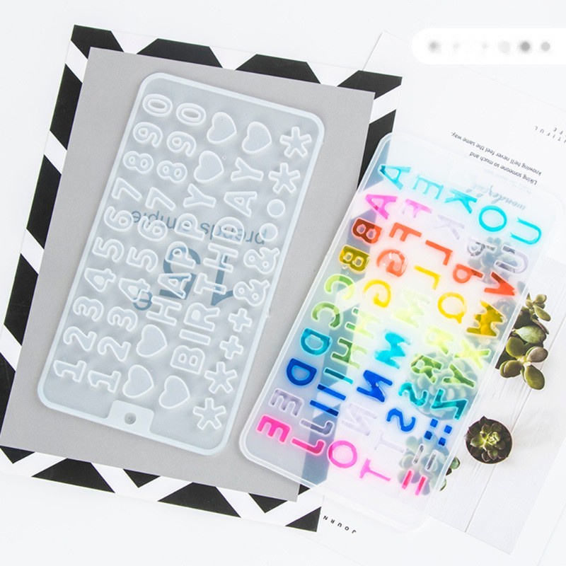 Bộ 2 Khuôn Silicone Hình Chữ Cái Tiếng Anh Dùng Làm Móc Khóa Diy
