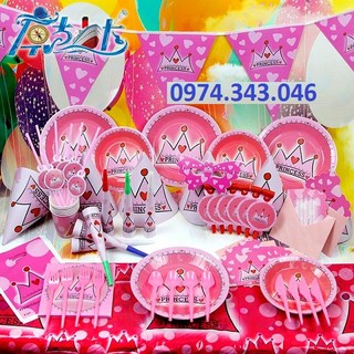 Bộ đồ trang trí sinh nhật hình vương miện công chúa -Princess