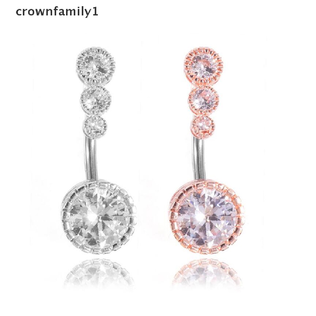 Khuyên Rốn Bốn Hạt Đá Tròn 14G crownfamily1