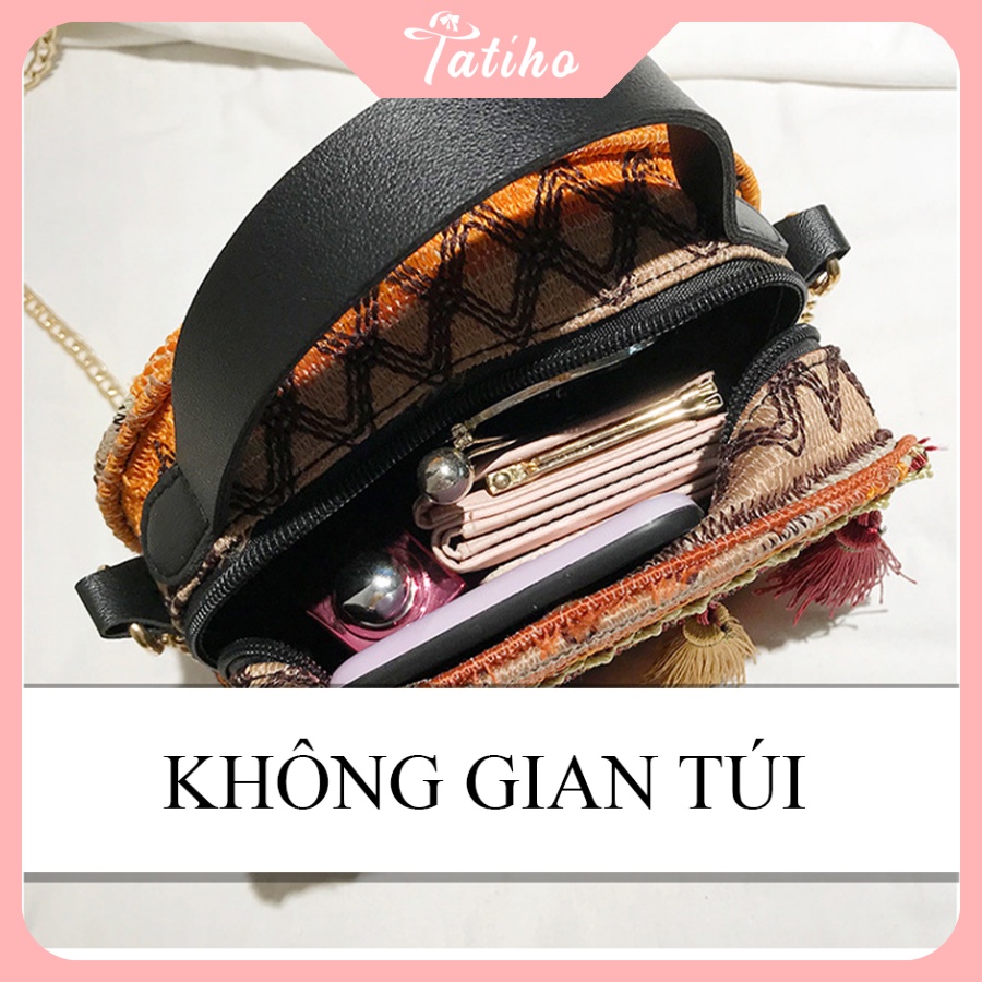 [HÀNG XỊN, GIÁ TỐT] Túi BoHo ( Túi Thổ Cẩm) Đeo Chéo Hình Tròn Phối Tua Rua Thời Trang - Mã TUI51