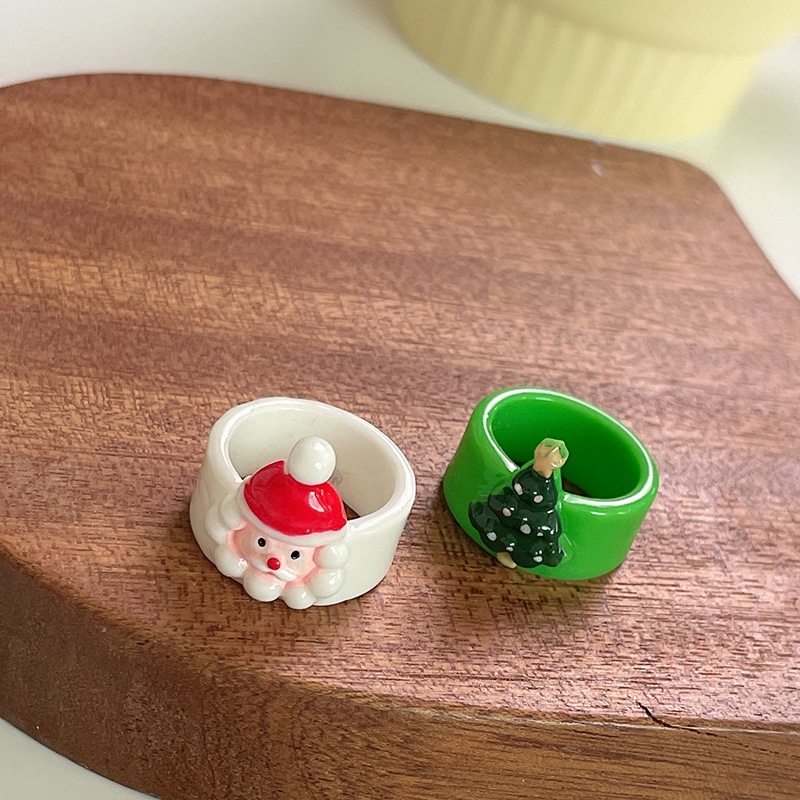 Nhẫn Đeo Tay acrylic Họa Tiết Hoạt Hình Giáng Sinh Dễ Thương Cho Nữ