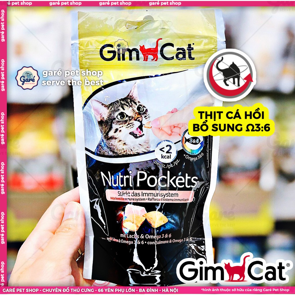 60g - Bánh thưởng Cá hồi và Omega 3&amp;6 Gimcat cho Mèo - GimCat Nutri Pockets with Salmon and Omega 3&amp;6 cat snack