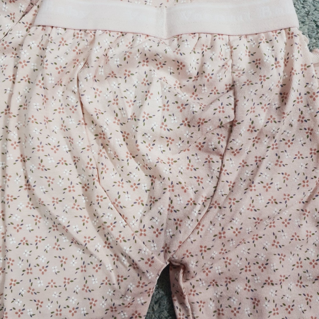 [80-90] Bộ dài tay thu đông cotton mỏng màu hồng hoa nhí cho bé gái xuất Hàn dư xịn
