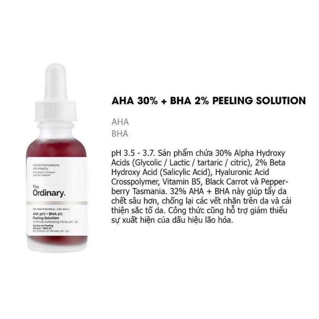 The Ordinary AHA 30% + BHA 2% peeling solution