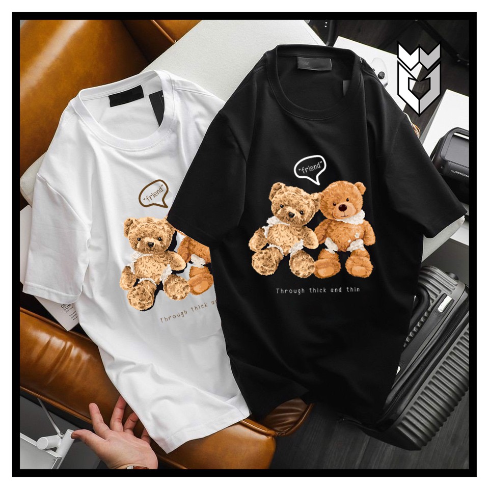 【FREE SHIP】Áo Thun nam nữ unisex in COUPLE BEAR, áo phông tay ngắn cổ tròn cotton co dãn - GW Shop | BigBuy360 - bigbuy360.vn