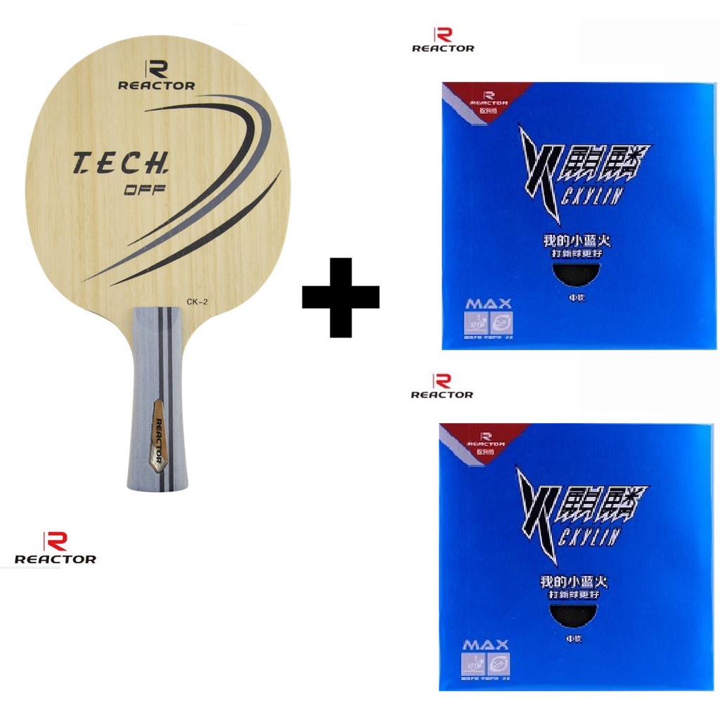 Combo vợt bóng bàn gồm cốt vợt REACTOR CK2 TECH OFF và hai mặt vợt REACTOR CKYLIN