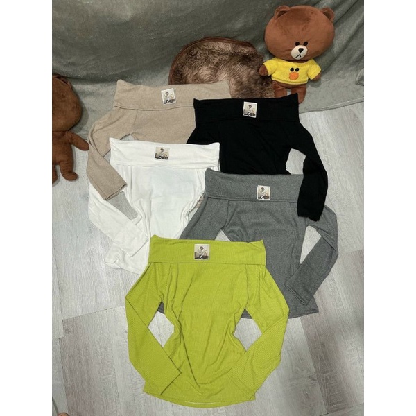 Áo bẹt vai gân len siêu xinh