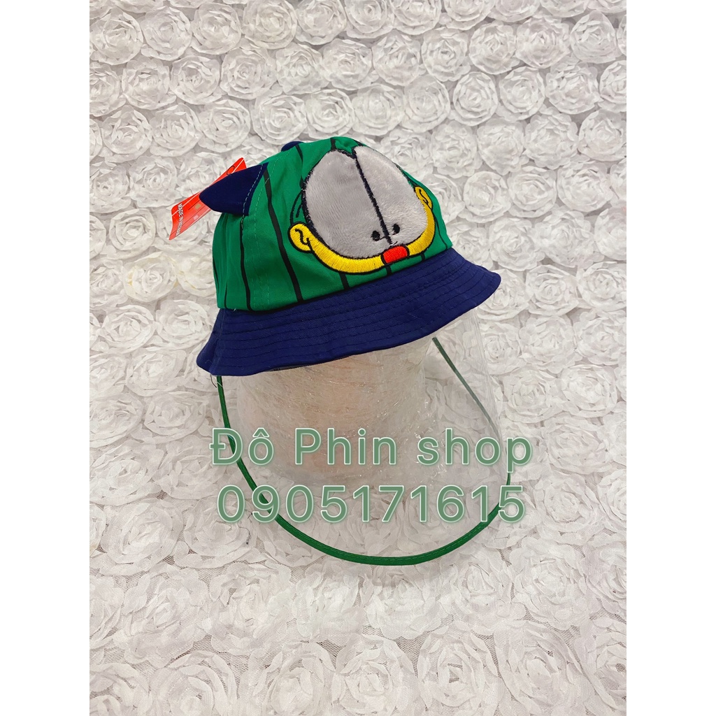 [Bé 0-2 tuổi] Mũ vành bucket hình mèo chống giọt bắn cho trẻ em, vòng đầu 48cm, tấm chắn có thể tháo rời