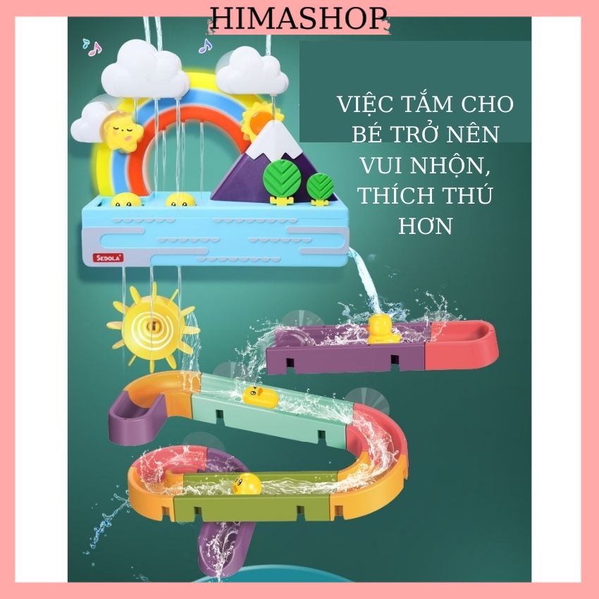 Bộ Đồ Chơi Nhà Tắm, Phòng Tắm Cho Bé Thác Nước Cầu Vòng Phát Nhạc Đèn HIMASHOP H030