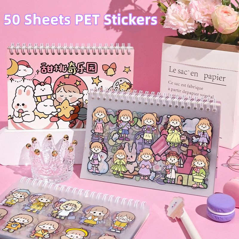 Sổ Sticker 50 tờ  Sitker Trang Trí Sổ Tay  Sitker Cute  Sticker Dán điện Thoại Sticker Decor  Sticker Dán Mũ Bảo Hiểm