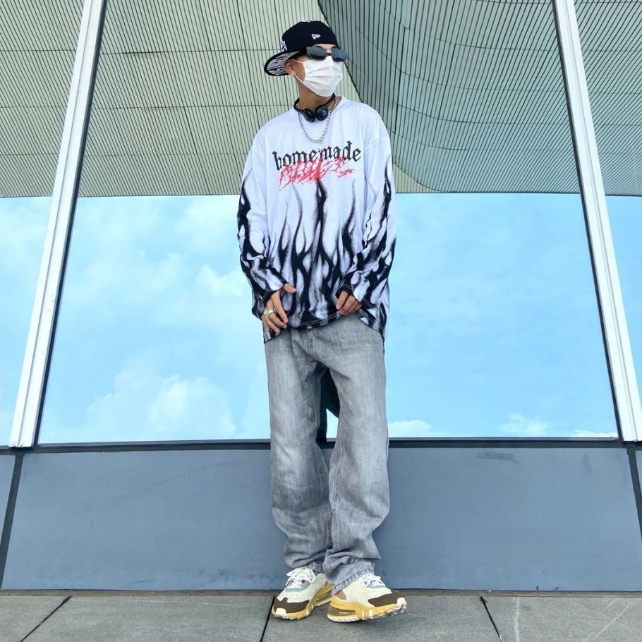 Áo Thun Tay Dài Dáng Rộng Họa Tiết Màu Nhuộm Phong Cách Hip Hop Thời Trang Mùa Hè Mới