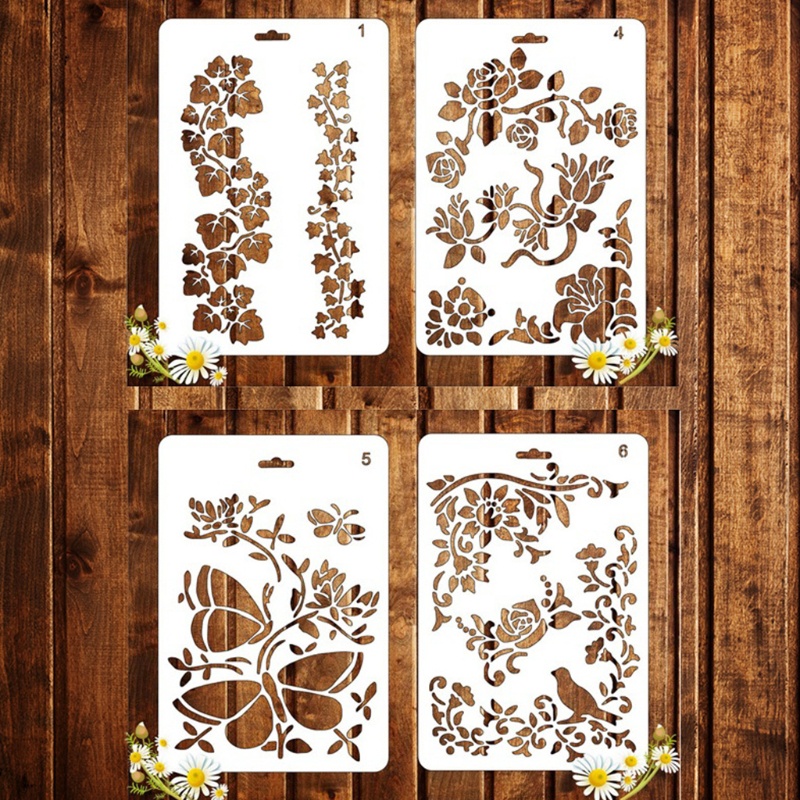 Bộ 12 Khuôn Vẽ Graffiti Trang Trí Tường / Nội Thất Canva