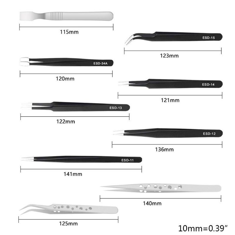 Bộ 9 Nhíp Sửa Chữa Điện Thoại Bằng Thép Không Gỉ Chống Tĩnh Điện