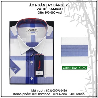 Áo sơ mi nam tay ngắn vạt bầu Slim Fit Bamboo Vĩnh Tiến 390 - G292