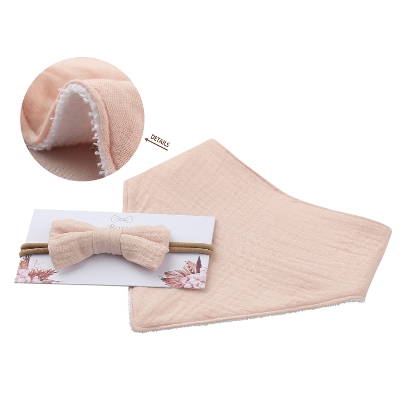 Khăn Bandana Vải Cotton Mềm Màu Trơn Đính Nơ Hình Tam Giác Cho Bé Sơ Sinh