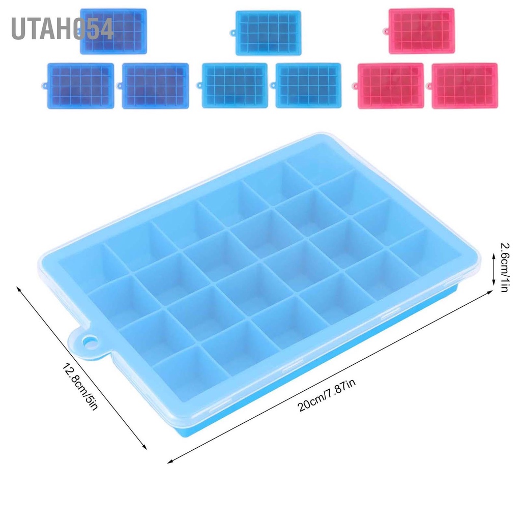 Utah054 Khay đá 3 cái có thể tái sử dụng 24 lưới Khuôn làm nắp tháo rời Dễ dàng khuôn Máy bằng silicon cho rượu Whisky