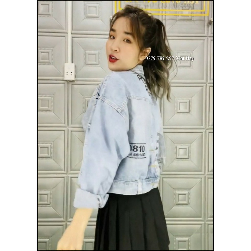 Aó khoác jean nữ xám xanh form dưới 58Kg To Number BB10