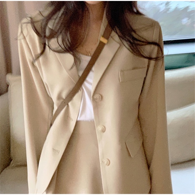 Áo khoác blazer cổ chữ v/ váy lưng cao phong cách retro mới mẫu 45278 | BigBuy360 - bigbuy360.vn