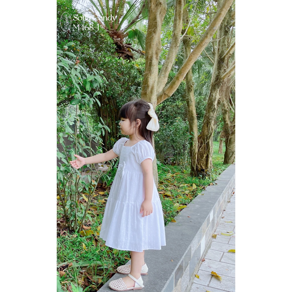 ĐẦM VẢI SOFIA ĐÍNH NƠ TAY BỒNG ĐÁNG YÊU CHO BÉ 9-33KG - BIGBABY SHOP