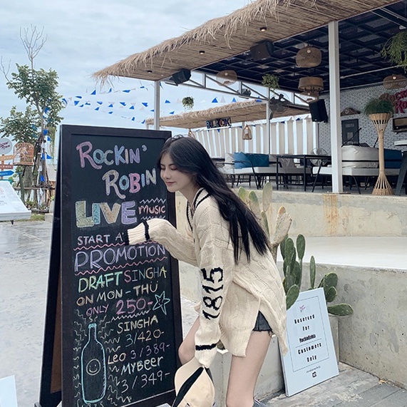 Áo len nữ tay dài cổ chữ V thời trang Hàn Quốc | BigBuy360 - bigbuy360.vn