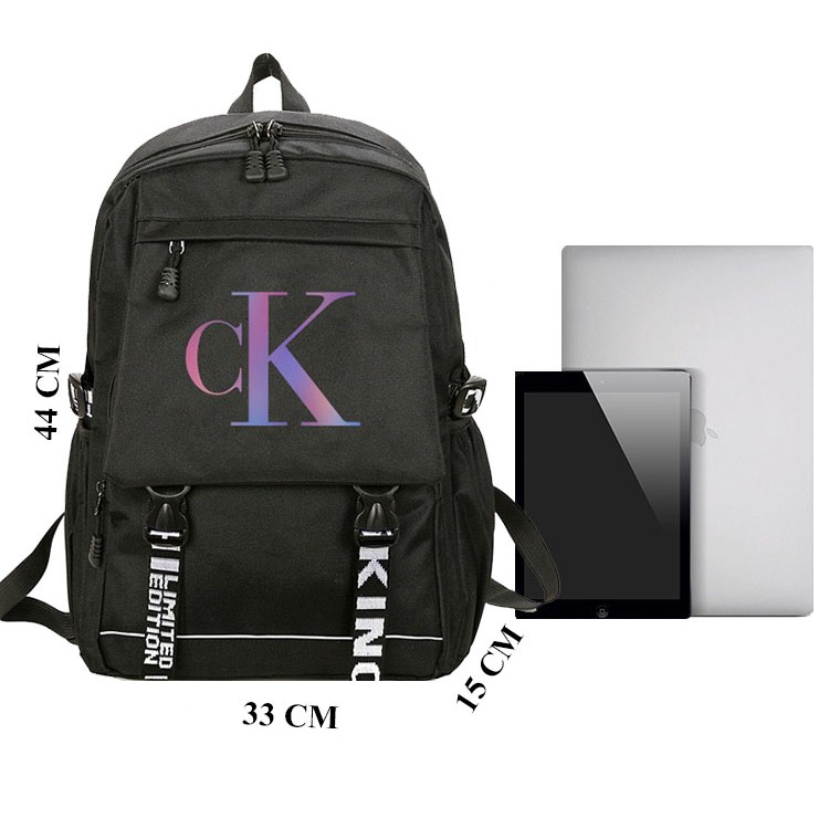 Balo Đi Học Ulzzang Thời Trang Unisex Hàn Quốc Logo Phát Sáng, Có Ngăn Chống Sốc Laptop Chống Nước Dùng Đi Chơi Du Lịch