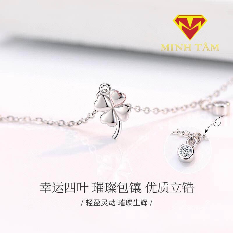 LẮC CHÂN CỎ BỐN LÁ BẠC Ý S925 CAO CẤP-Minh Tâm Jewelry