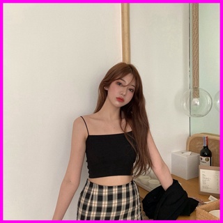 Áo hai dây sợi bún croptop CRA019 chất bo gân màu TÍM/ĐEN/TRẮNG pyenstore