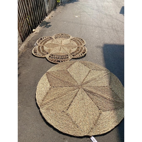 Thảm cói hình ngôi sao / hình hoa trang trí phòng size 1m , 1m2 , 1m5