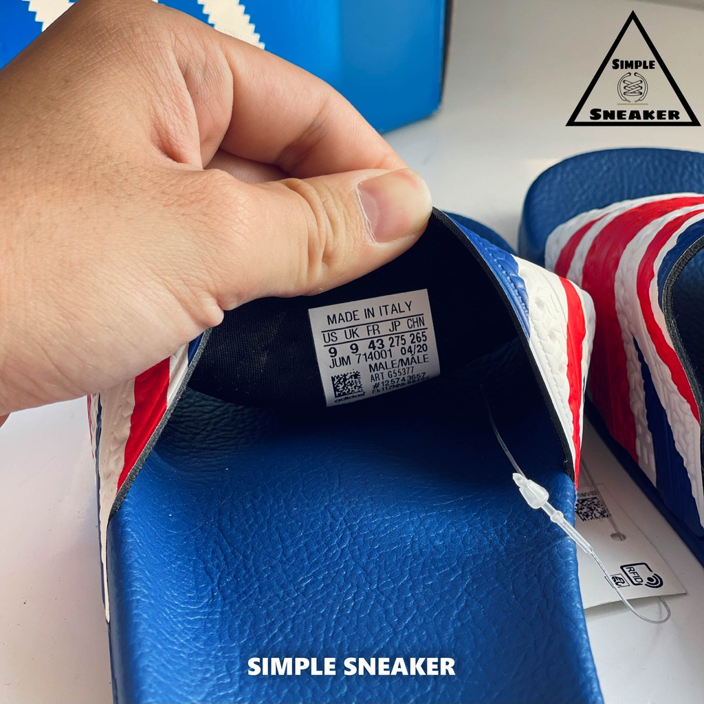 Dép Adidas Italy Chống Nước Chính Hãng 🔴SIMPLE SNEAKER🔴 Adilette Slides Dép Quai Ngang Quốc Kỳ Anh Tây Ban Nha G55382