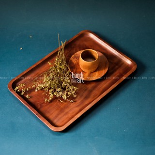 Khay gỗ chữ nhật decor